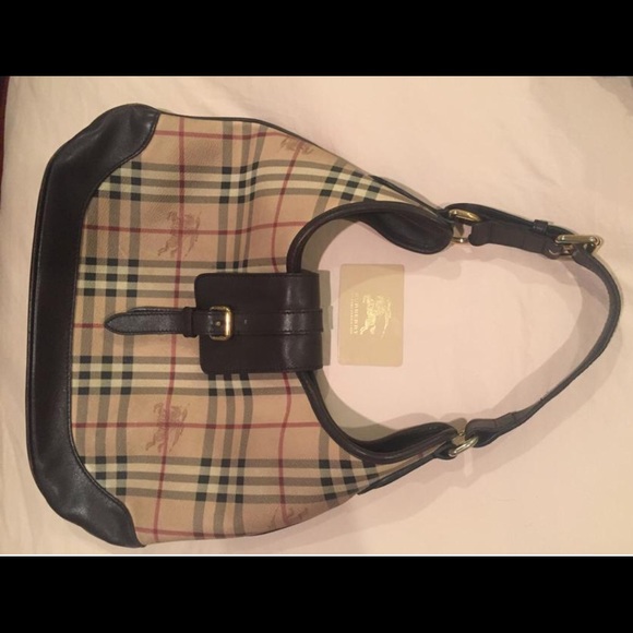 Burberry Haymarket Check Brooke Brown Hobo Bag - Picture 1 of 7
